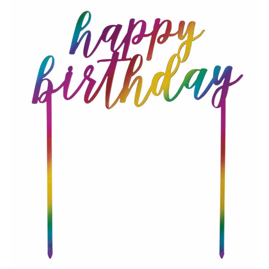 Rainbow Happy Birthday Acrylic Cake Topper | Decoration