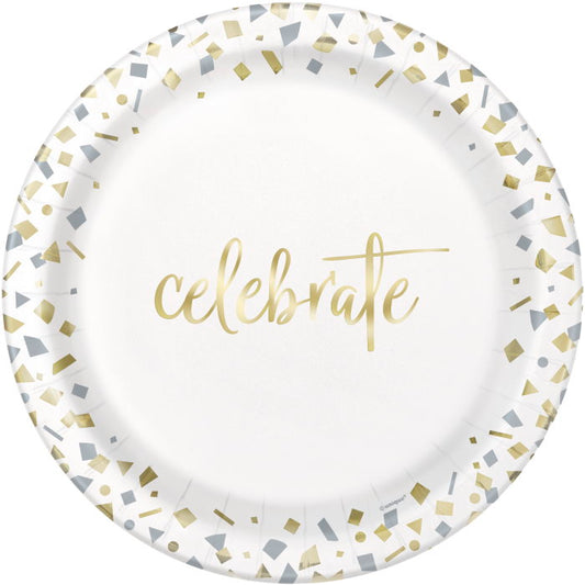 Gold Confetti | Celebrate Party 23cm Plates