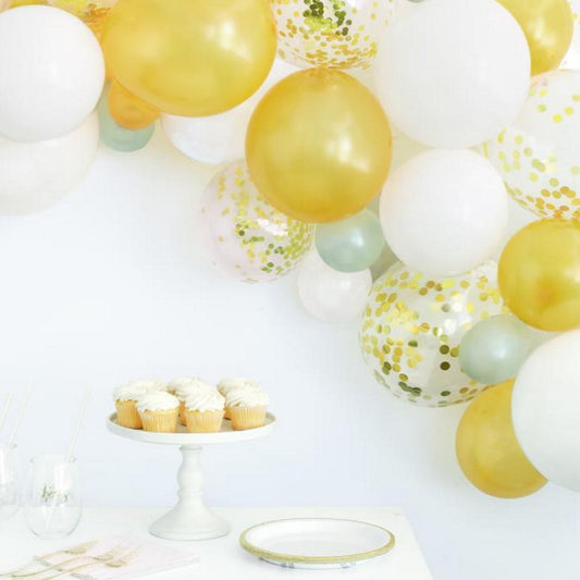 White and Gold Balloon Garland | Arch Kit