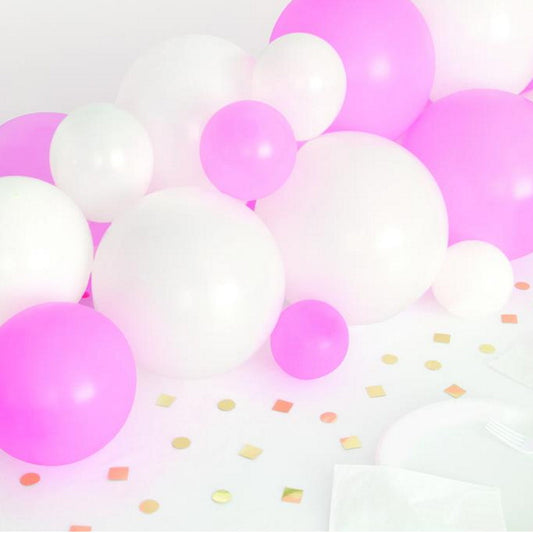 Pink White Gold Balloon Garland Kit