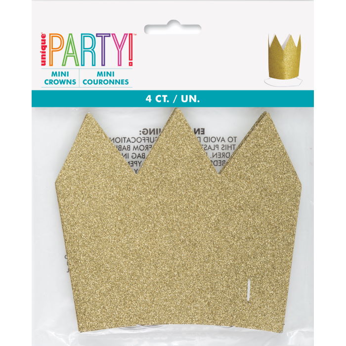 Mini Gold Crown Party Hats Pack of 4 | Party Save Smile