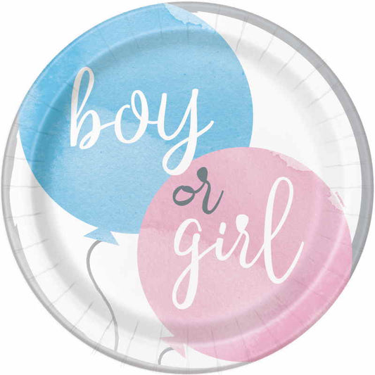 Gender Reveal Plates Boy or Girl Pack of 8 | Party Save Smile