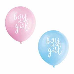 Boy or Girl Gender Reveal Latex Balloons Pack of 8