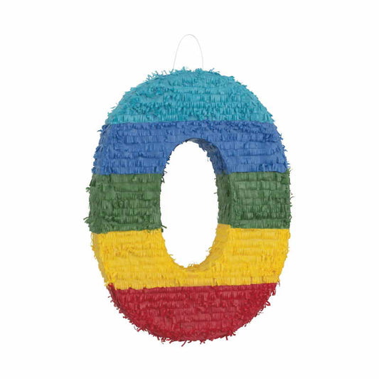 Number 0 Pinata Colourful Stripes | Party Save Smile - Buy Now