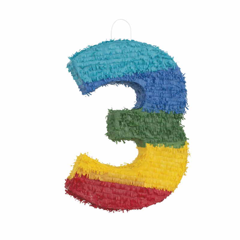 Number 3 Pinata Colourful Stripes | Party Save Smile