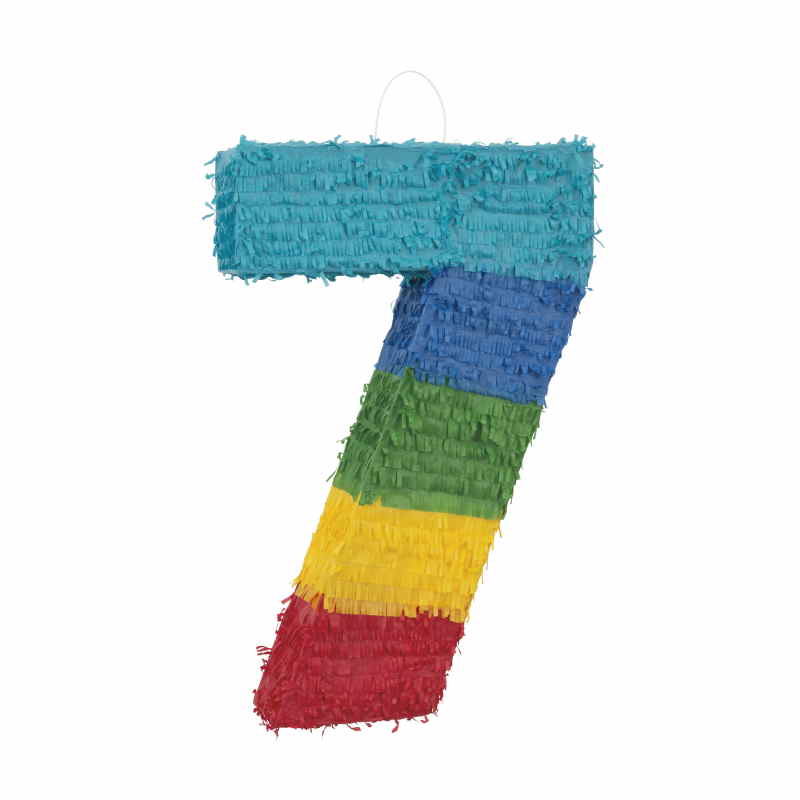Number 7 Pinata: Colourful Stripes | Party Save Smile