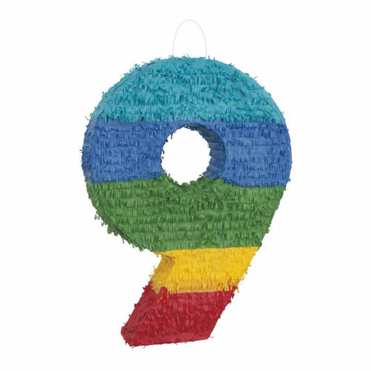 Pinata Number 9 Colourful Stripes | Party Save Smile - Buy Now