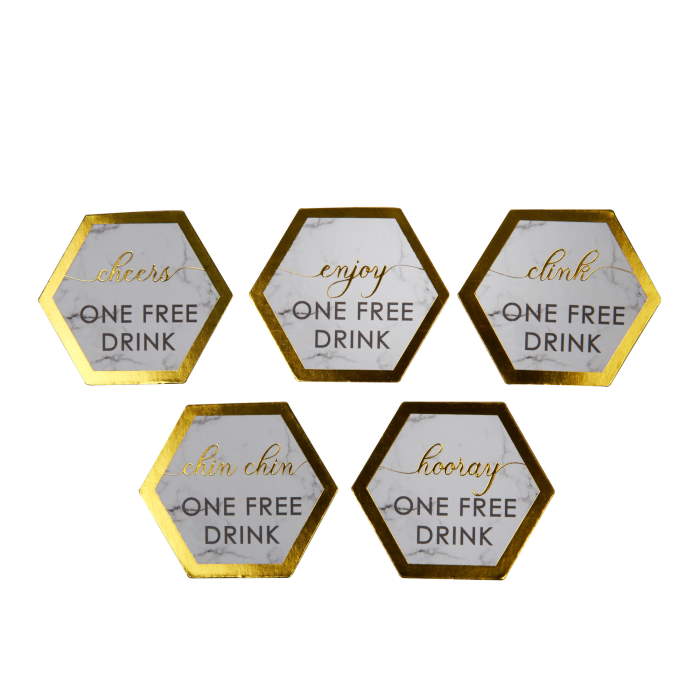 Grey Marble Wedding Drinks Tokens Pack of 25 | Party Save Smile