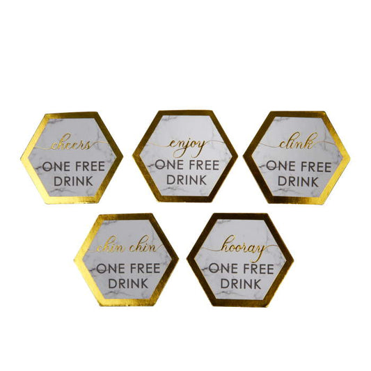Grey Marble Wedding Drinks Tokens Pack of 25 | Party Save Smile