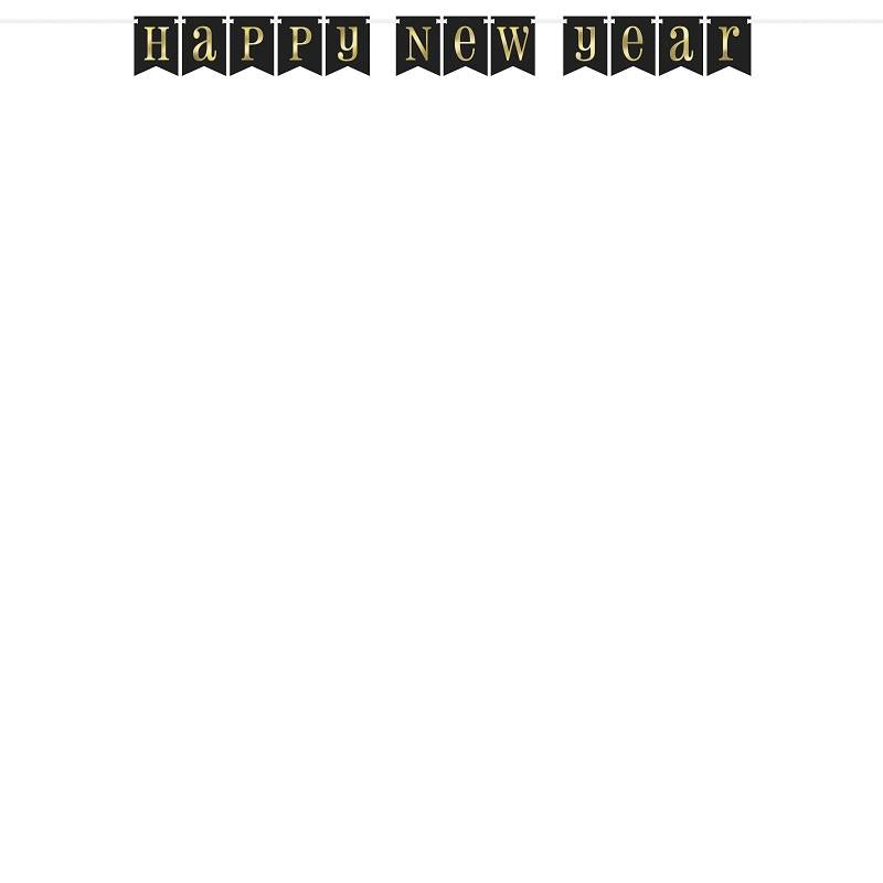 Happy New Year Banner: Black and Gold Decoration | Party Save Smile