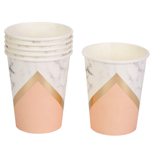 Peach Marble Paper Cups Pack of 8