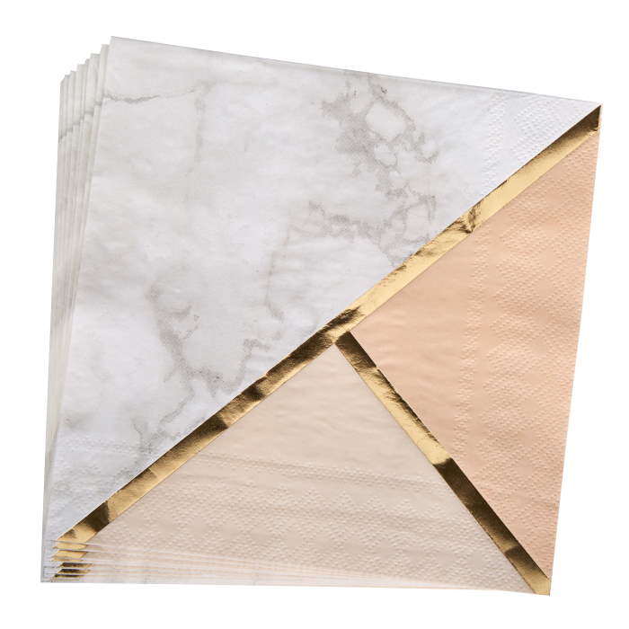 Peach Marble Napkins Serviettes Pack of 16 | Party Save Smile
