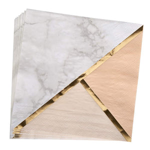 Peach Marble Napkins Serviettes Pack of 16