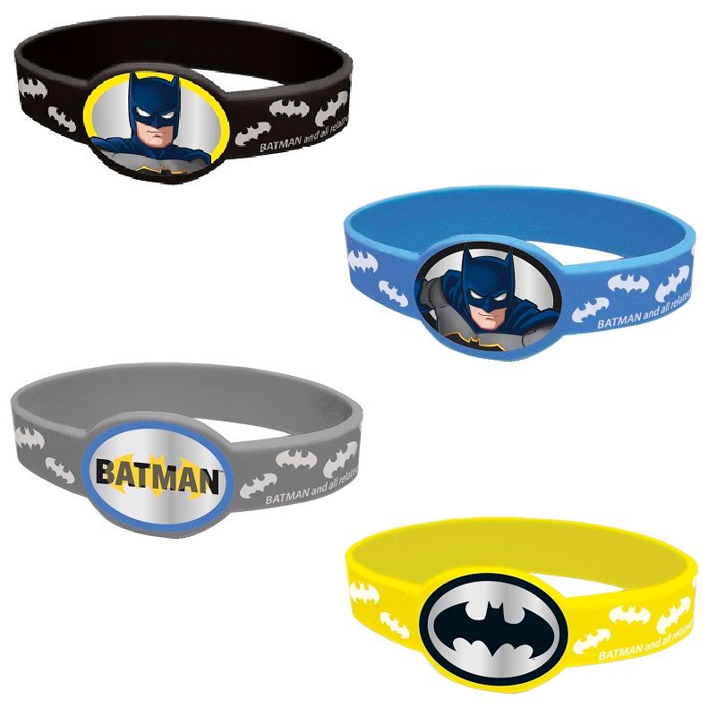 Batman Rubber Wristbands Party Bag Filler Pack of 4 | Party Save Smile