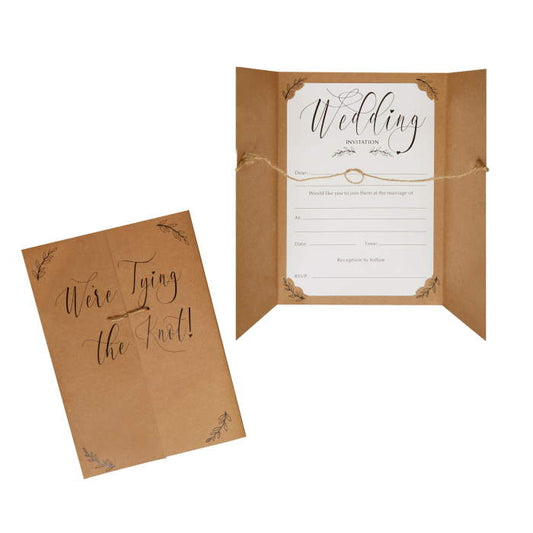 Rustic Kraft Wedding Day Invitations Pack of 10 | Party Save Smile