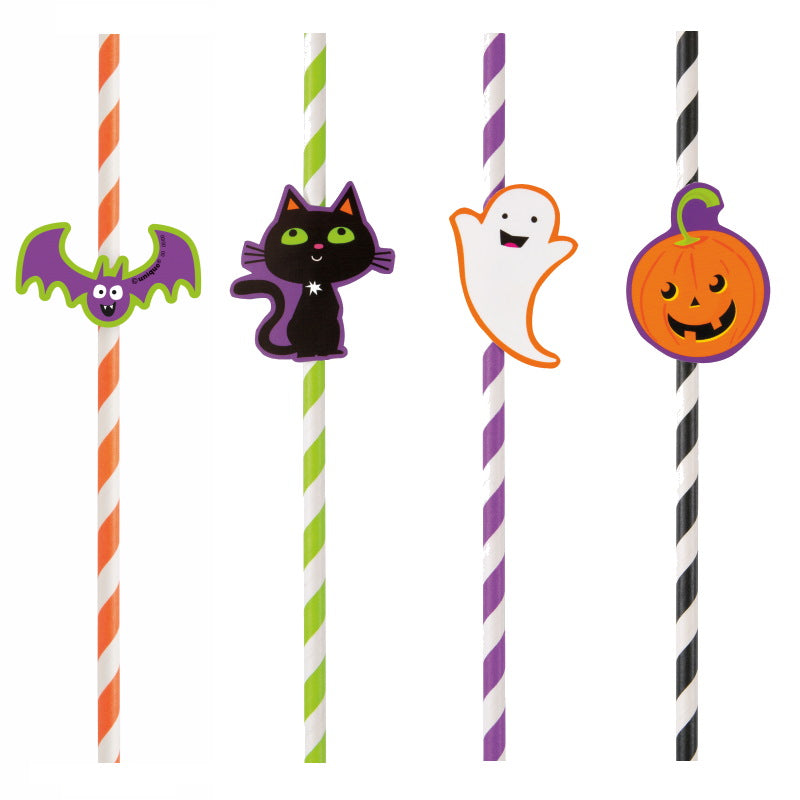 Halloween Party Paper Drinking Straws Pack of 8 | Party Save Smile
