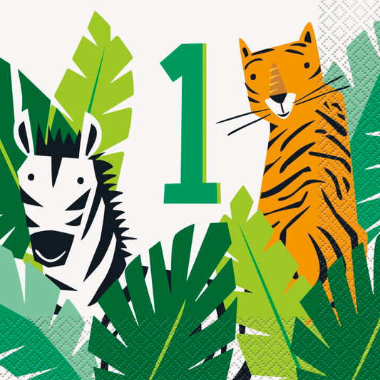 1st Birthday Napkins - Jungle Animals.