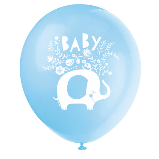 Blue Elephant Baby Shower Latex Balloons