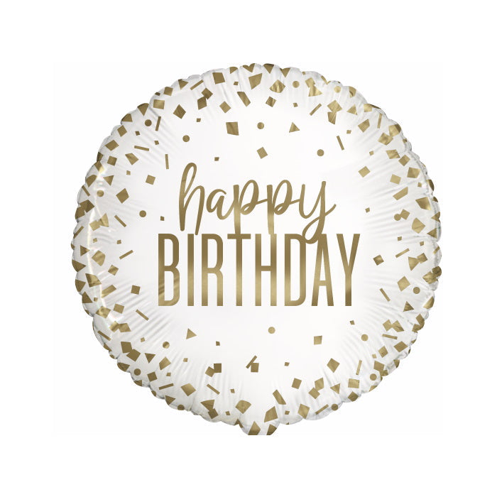 Confetti Gold Happy Birthday Foil Balloon 18 inches | Party Save Smile