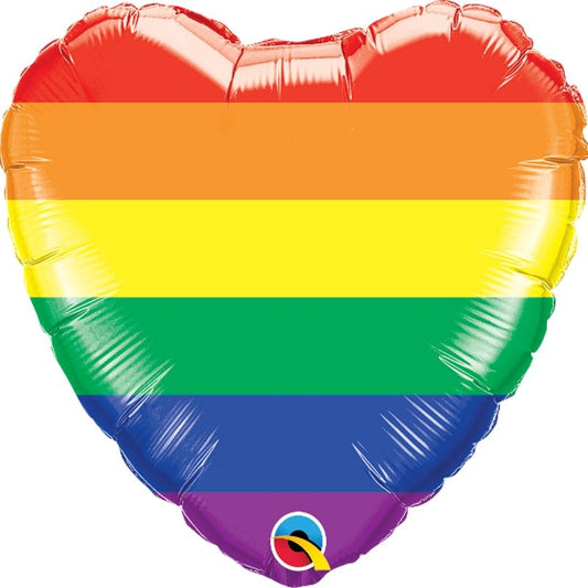 Rainbow Heart Stripes 18&#34; Foil | Helium Balloon