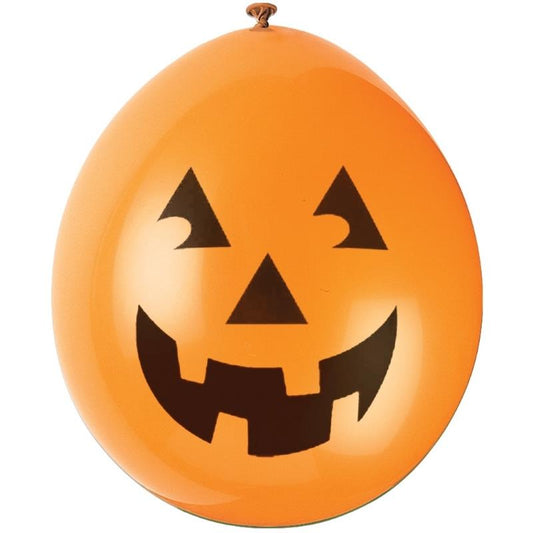 Orange Pumpkin face Halloween latex party balloons