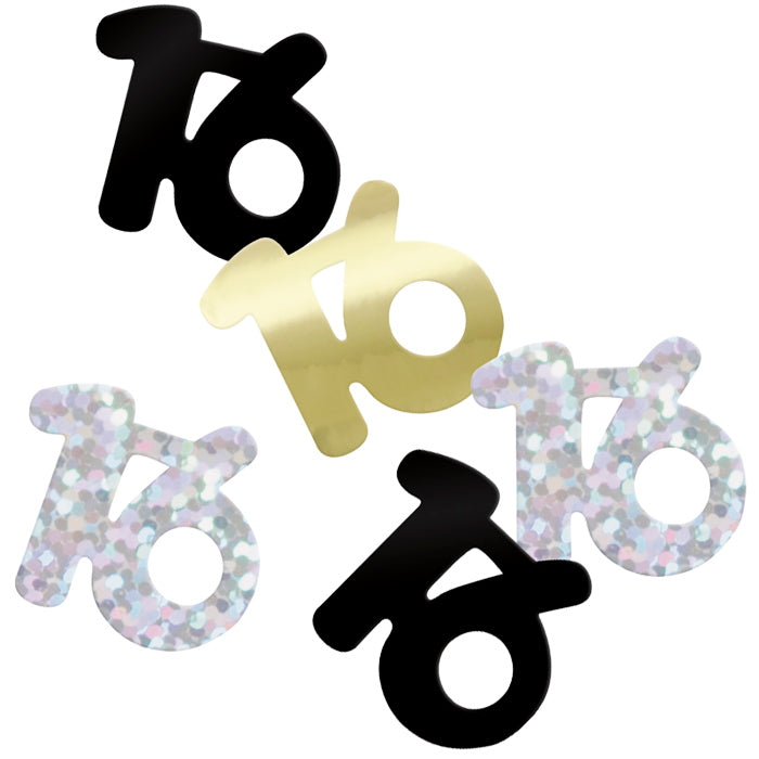 Black and Silver 16 Confetti 14g | Party Save Smile