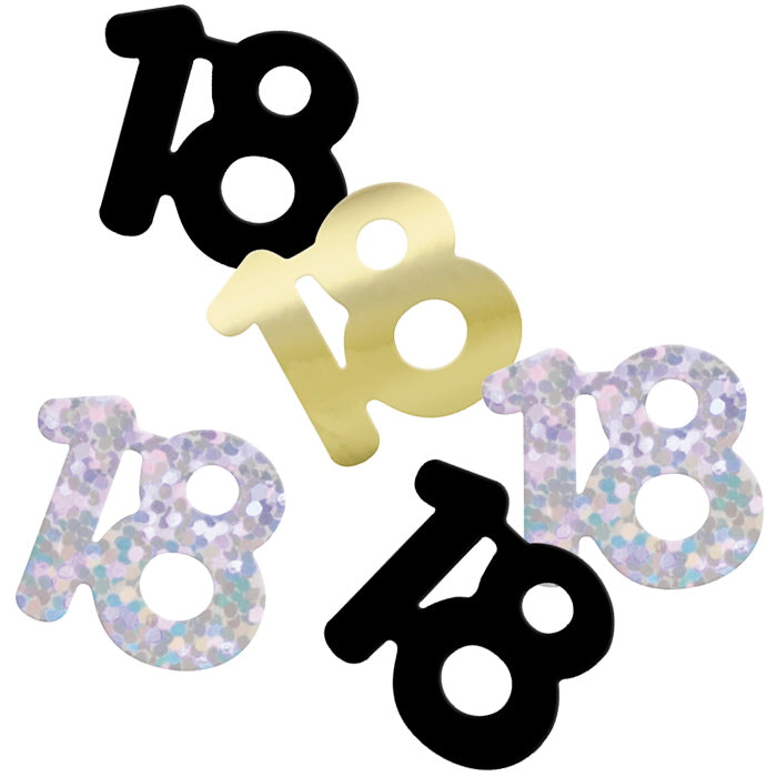 Black and Silver 18 Confetti 14g | Party Save Smile