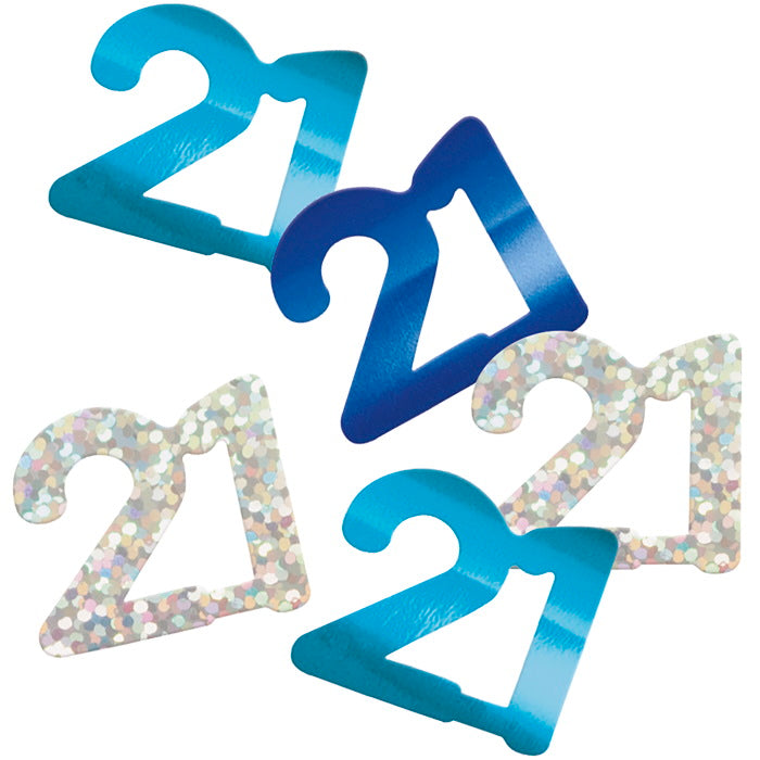 Blue and Silver 21 Confetti 14g | Party Save Smile