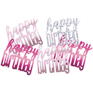 Pink and Silver Happy Birthday Confetti 14g