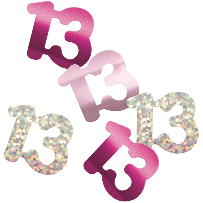Pink and Silver 13 Confetti 14g | Party Save Smile