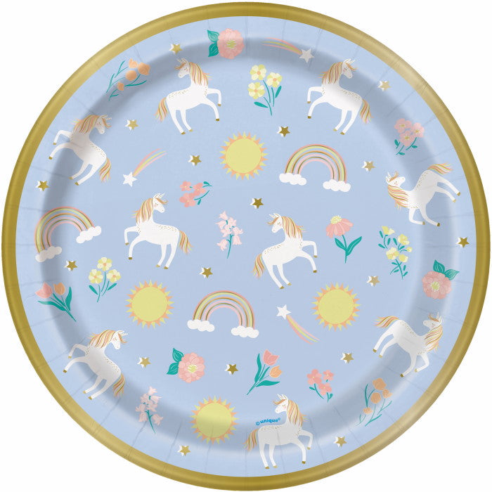 Dainty Unicorn Paper Plates 23cm Pack of 8 | Party Save Smile