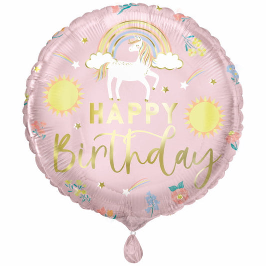 Dainty Unicorn Happy Birthday Foil Balloon 18 inches | Party Save Smile