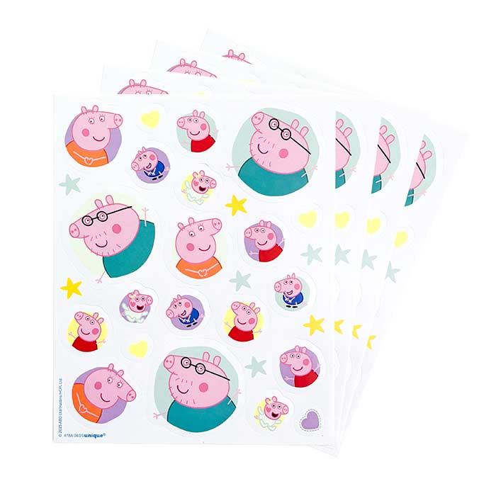 Peppa Pig Party Bag Sticker Sheets 4 pack | Party Save Smile