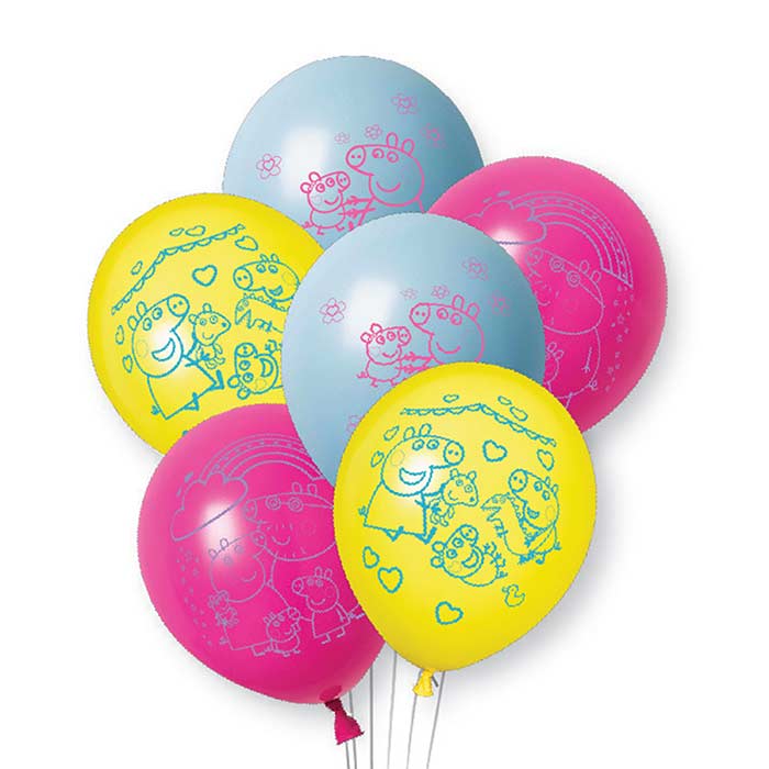 Peppa Pig Latex Balloons Pack of 6 | Party Save Smile