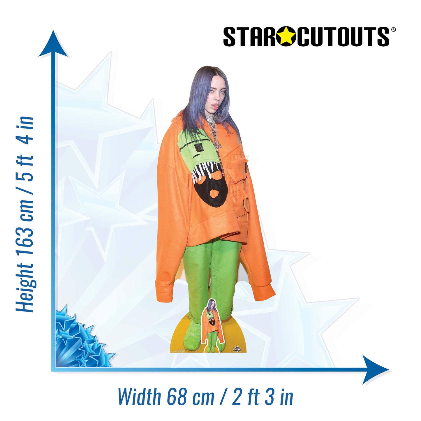 Billie Eilish Cardboard Cutout Tongue Out Height 163cm Life Size With Mini