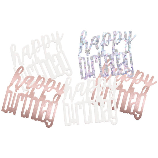Rose Gold Happy Birthday Confetti 14g | Party Save Smile