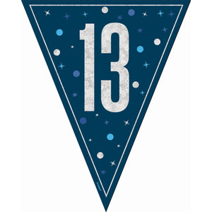 Navy Blue Glitz 13th Birthday Bunting 9 ft