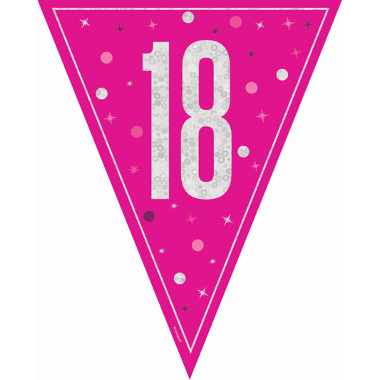 Pink Glitz 18th Birthday Bunting 9 ft