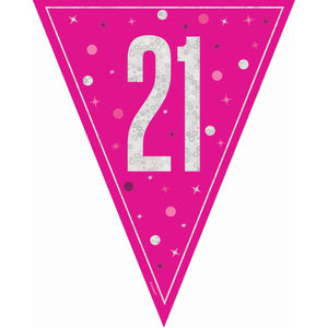 Pink Glitz 21st Birthday Bunting 9 ft