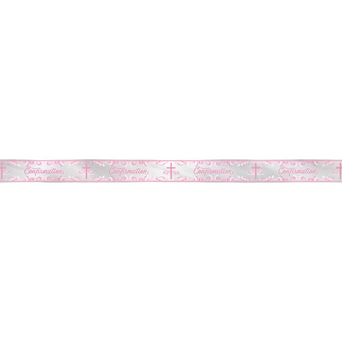 Pink Holy Cross Confirmation Foil Banner Decoration | Party Save Smile