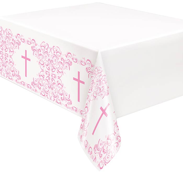 Pink Holy Cross Communion Table Cover | Party Save Smile