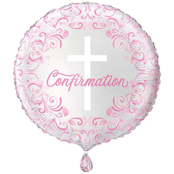 Pink Holy Cross Confirmation Foil Balloons 18 inches | Party Save Smile