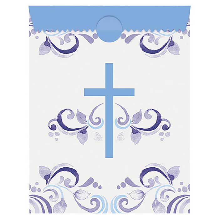 Blue Holy Cross Communion Party Bags 8 Pack