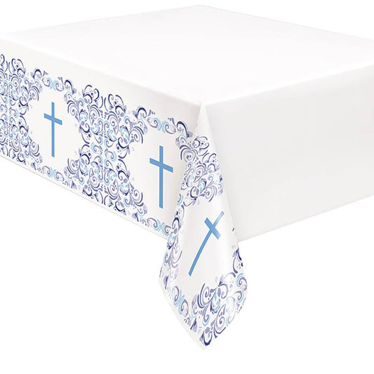 Blue Holy Cross Communion Table Cover | Party Save Smile