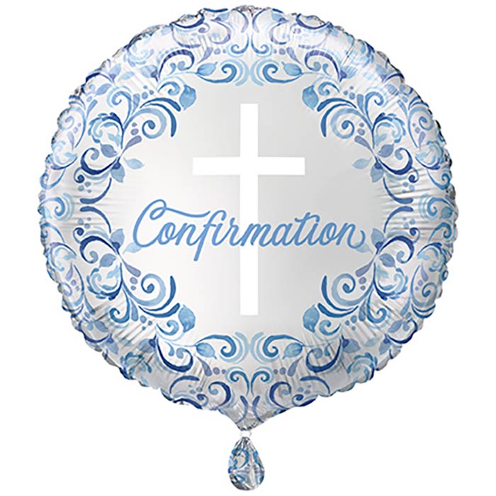 Blue Holy Cross Confirmation Foil Balloons 18 inches | Party Save Smile