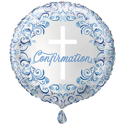 Blue Holy Cross Confirmation Foil Balloons 18 inches | Party Save Smile