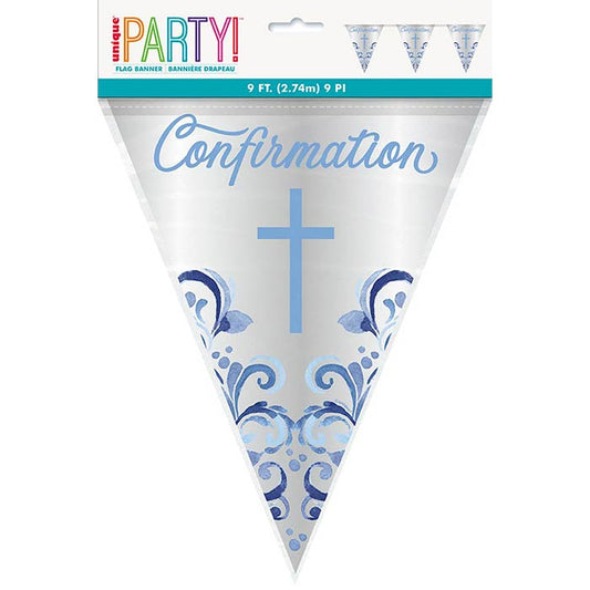 Blue Holy Cross Confirmation Bunting Flag Decoration | Party Save Smile
