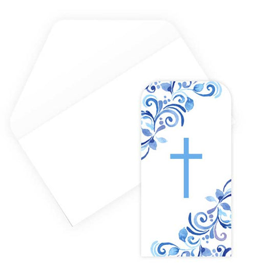 Blue Holy Cross Communion Money Holder Card & Envelope | Party Save Smile