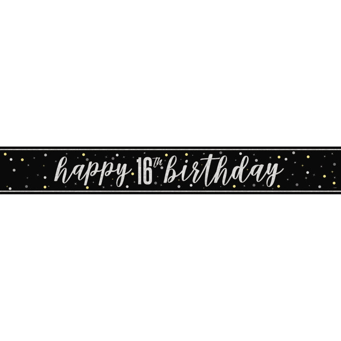 Black Glitz 16th Birthday Party Pack & Decoration Kit - Party Save Smile