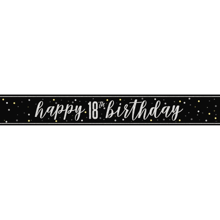 Black Glitz 18th Birthday Party Pack & Decoration Kit